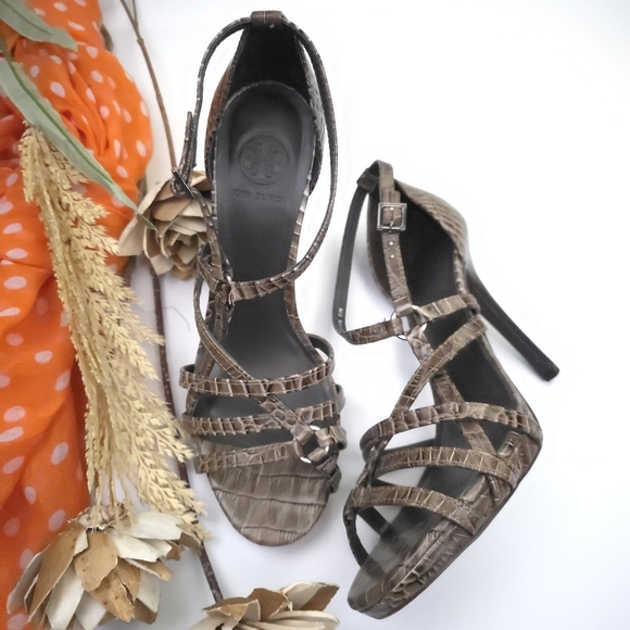 Tory Burch Shoes - Tory Burch Brown Strappy Women's Heels Sz 9.5